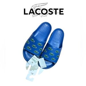 Lacoste men’s blue slides w crocodile 🐊 print size 13 NWT